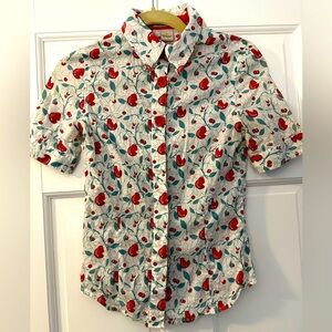 Vintage Fossil women’s blouse cherry red pear button-up